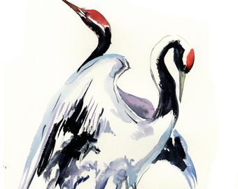 340x270 Crane Painting Etsy