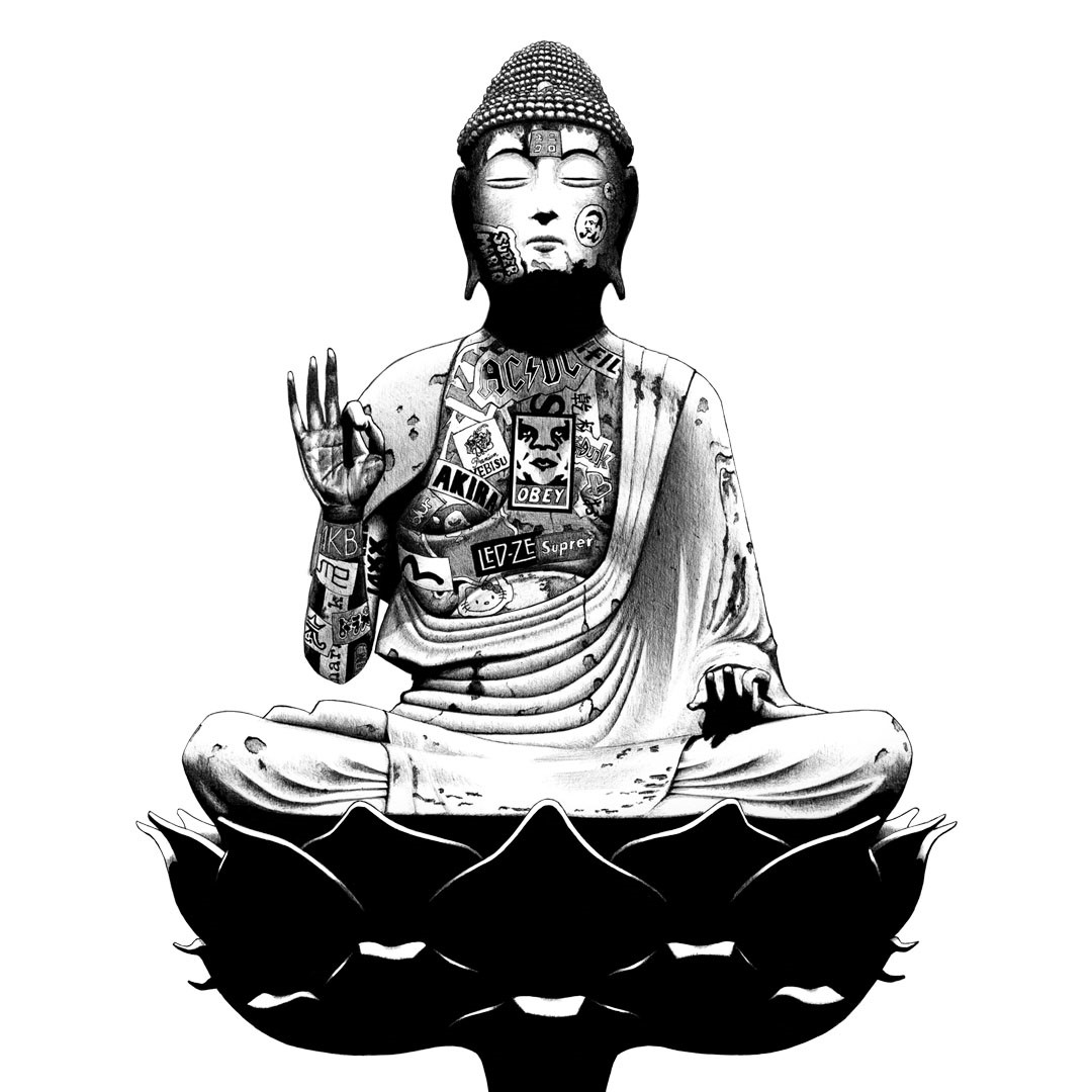 1080x1080 idols ballpoint pen drawings of contemporary buddhas