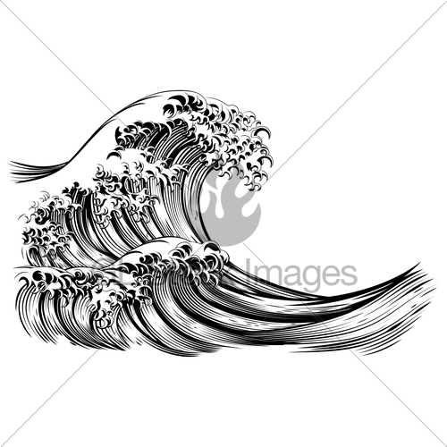 500x500 Great Wave Japanese Style Engraving Gl Stock Images