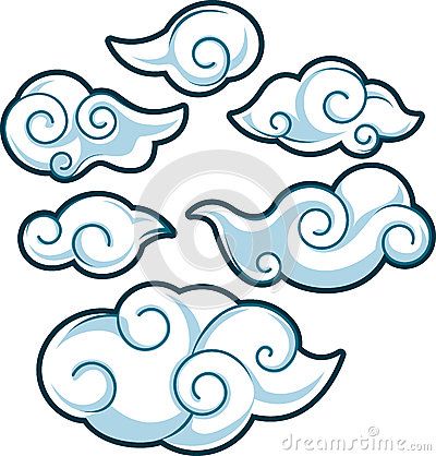 400x418 Japanese Or Chinese Style Cloud Design Set