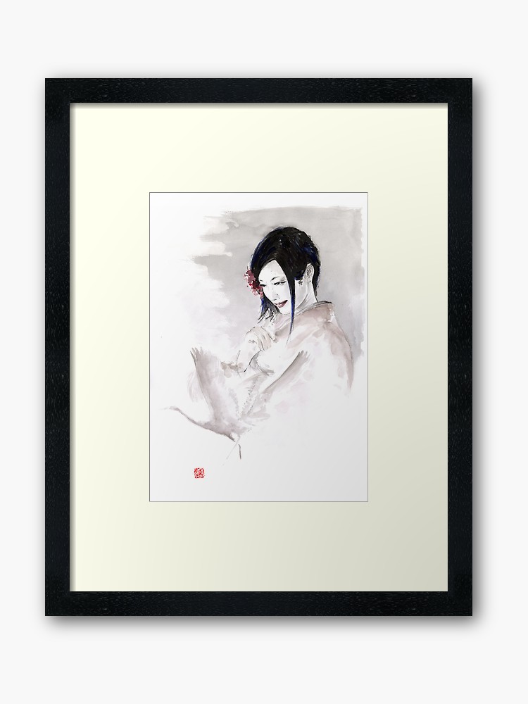 750x1000 Geisha Japanese Woman Dream Clouds Crane Bird Portrait Young