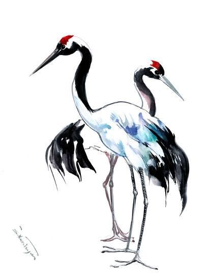 413x550 Japanese Craneby Suren Nersisyan My Watercolor Paintings