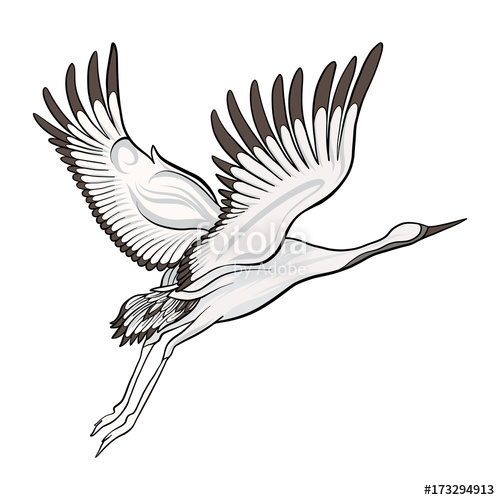 500x500 Japanese Crane Isolated Drawing Stock Vector Illustration Stock
