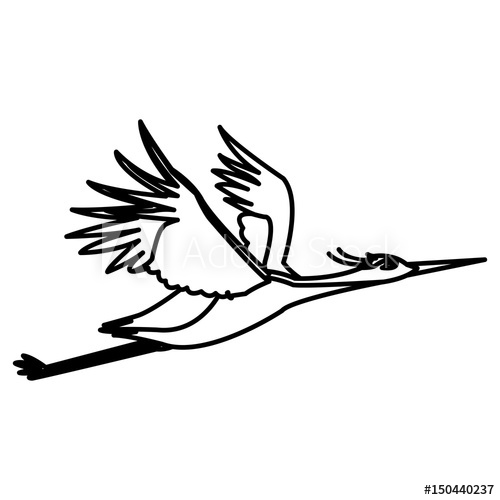 500x500 Japanese Traditional Bird Crane Feathers Flying Line Vector