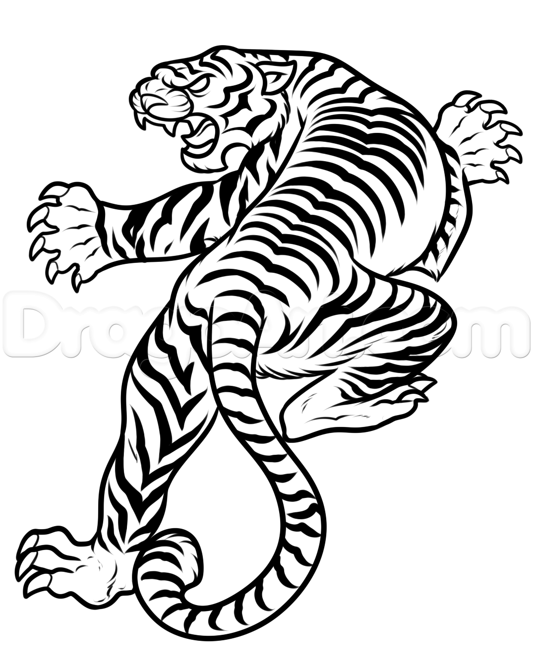 1075x1351 How To Draw A Japanese Tiger Tattoo, Step