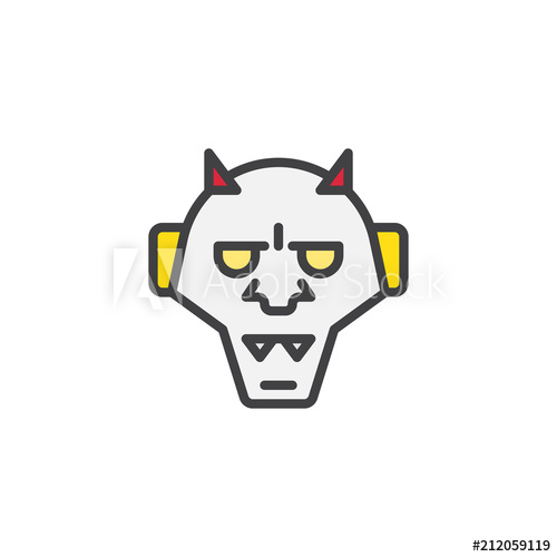 500x500 japanese hannya filled outline icon, line vector sign, linear