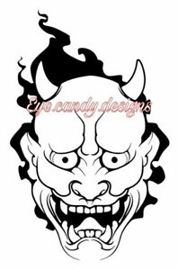 198x300 Vinyl Sticker Wall Decal Japanese Oni Devil Demon Mask
