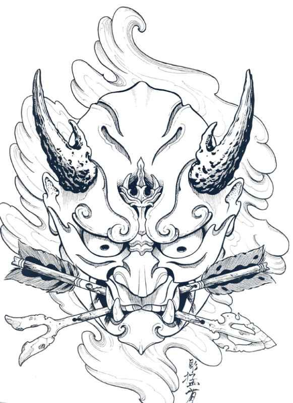 581x800 japanese hannya mask tattoo designs