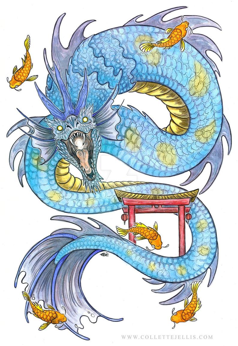 794x1156 Medium Print Dragons Gate Blue Orange Chinese Etsy