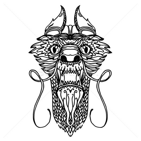600x600 Dragon Head Tattoo Vector Illustration