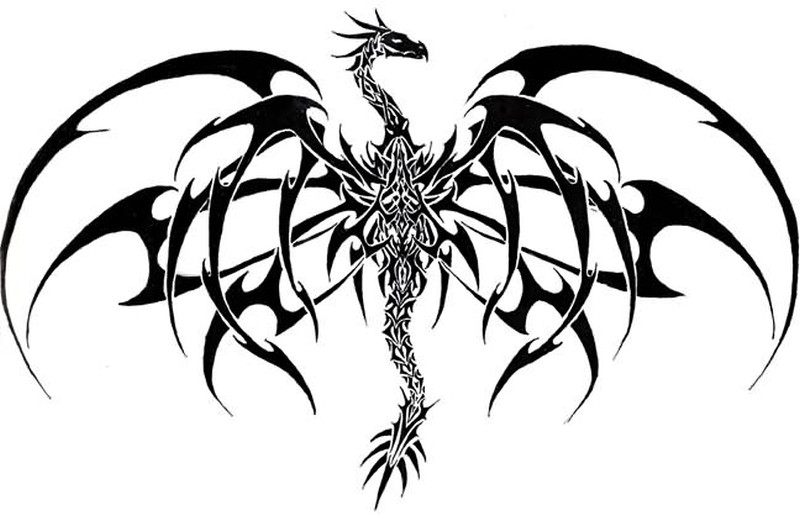 800x516 Japanese Dragon Gothic Design Tattoo