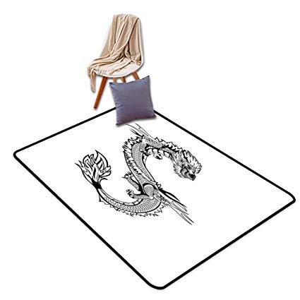 425x425 Entrance Door Mat Japanese Dragon Ancient Far Eastern