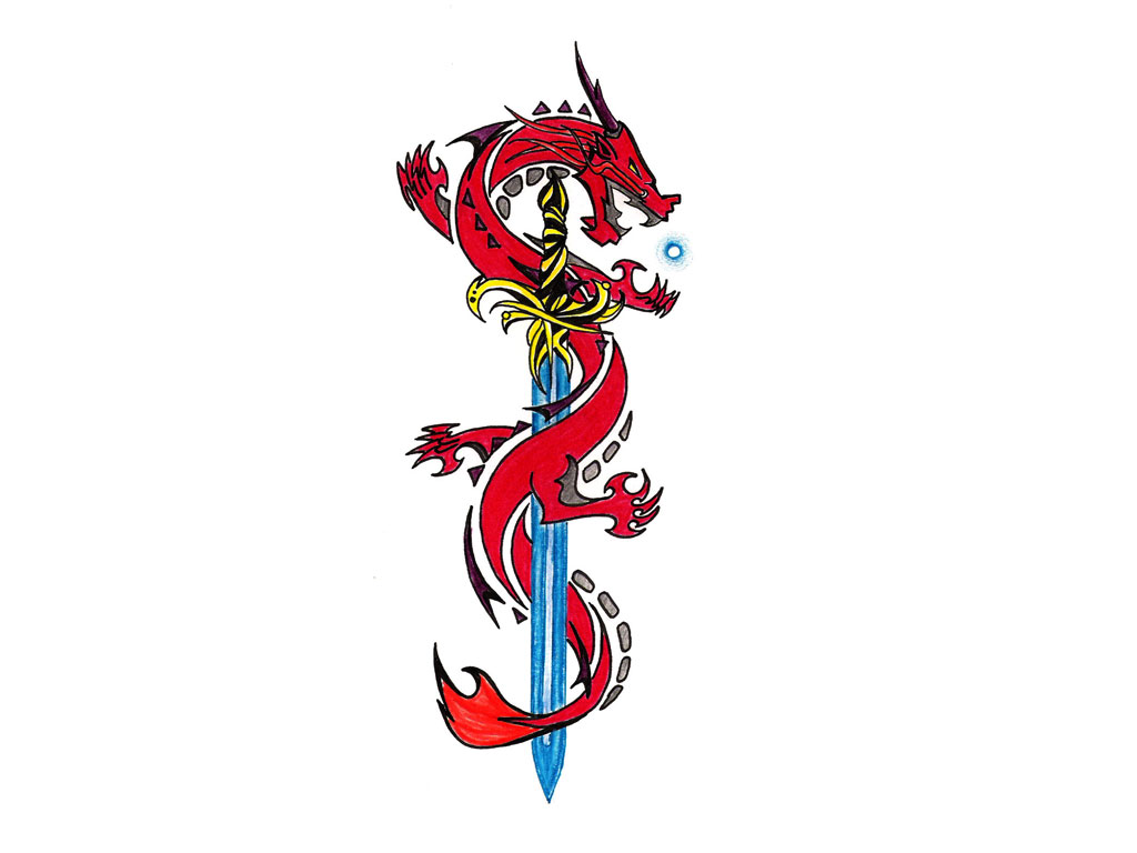 1024x768 Dragon Tattoos Clipart Katana Tattoo