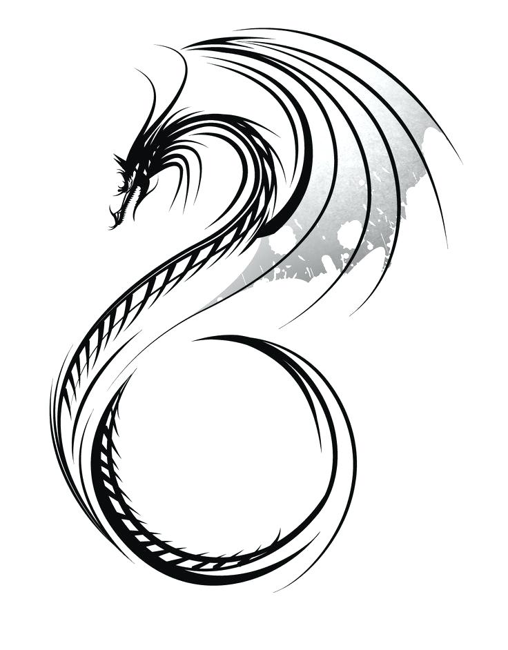 736x942 Silhouettes Of Black Dragon With Outstretched Wings And Curved