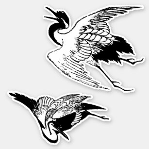 307x307 Japanese Bird Drawing Stickers Zazzle