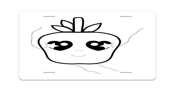 600x350 Lunarable Kawaii License Plate, Monochrome Line Art