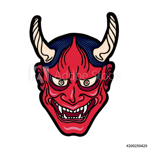 500x500 hand drawn japanese hannya demon red theatre betrayed woman mask