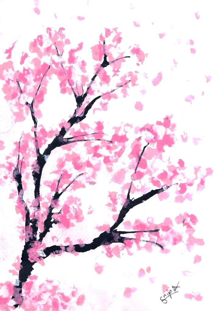 717x1024 drawing of a cherry blossom tree cherry blossom tree drawing
