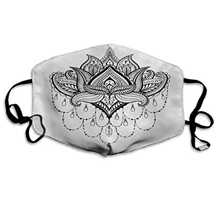 425x425 Dust Mask, Ethnic Zentengle Tattoo Style Ornamental Lotus