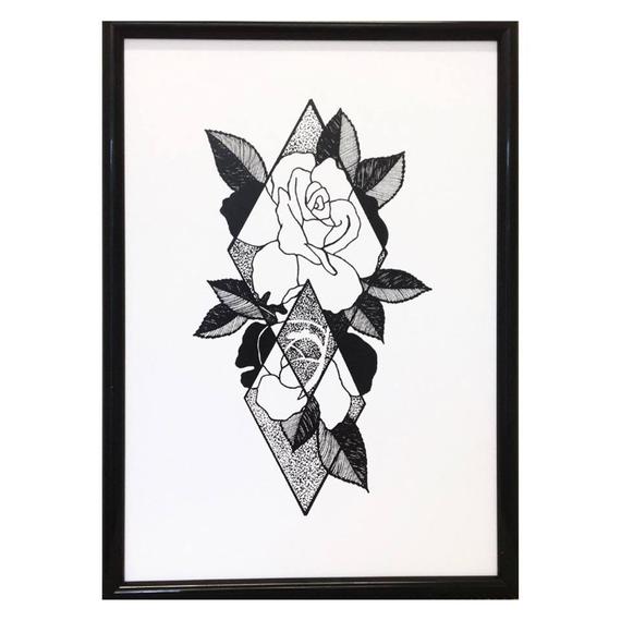 570x570 Diamond Rose Print Etsy