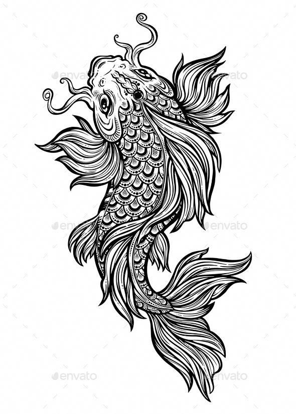 590x826 Hand Drawn Koi Carp Fish