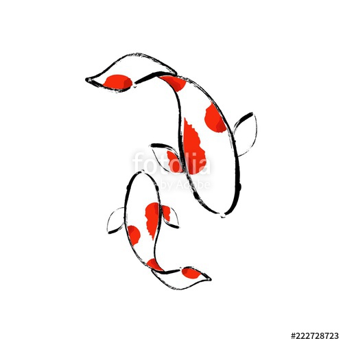 500x500 Koi Logo Japan Fish Japanese Symbol Background Illustration Vector