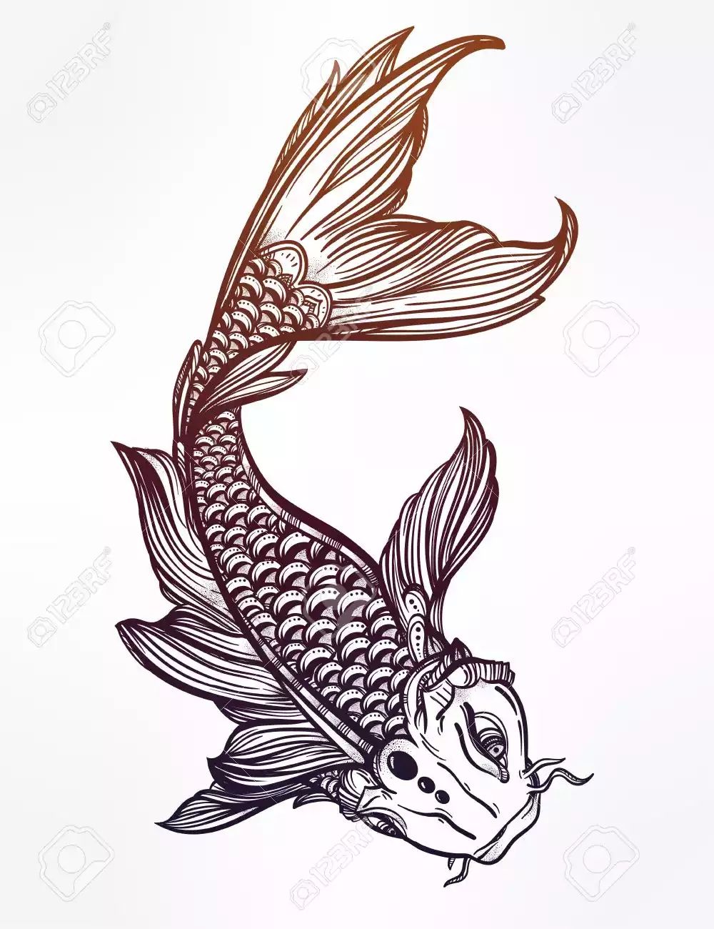 1000x1300 Trash Polka Tattoo Koi Fish Drawing