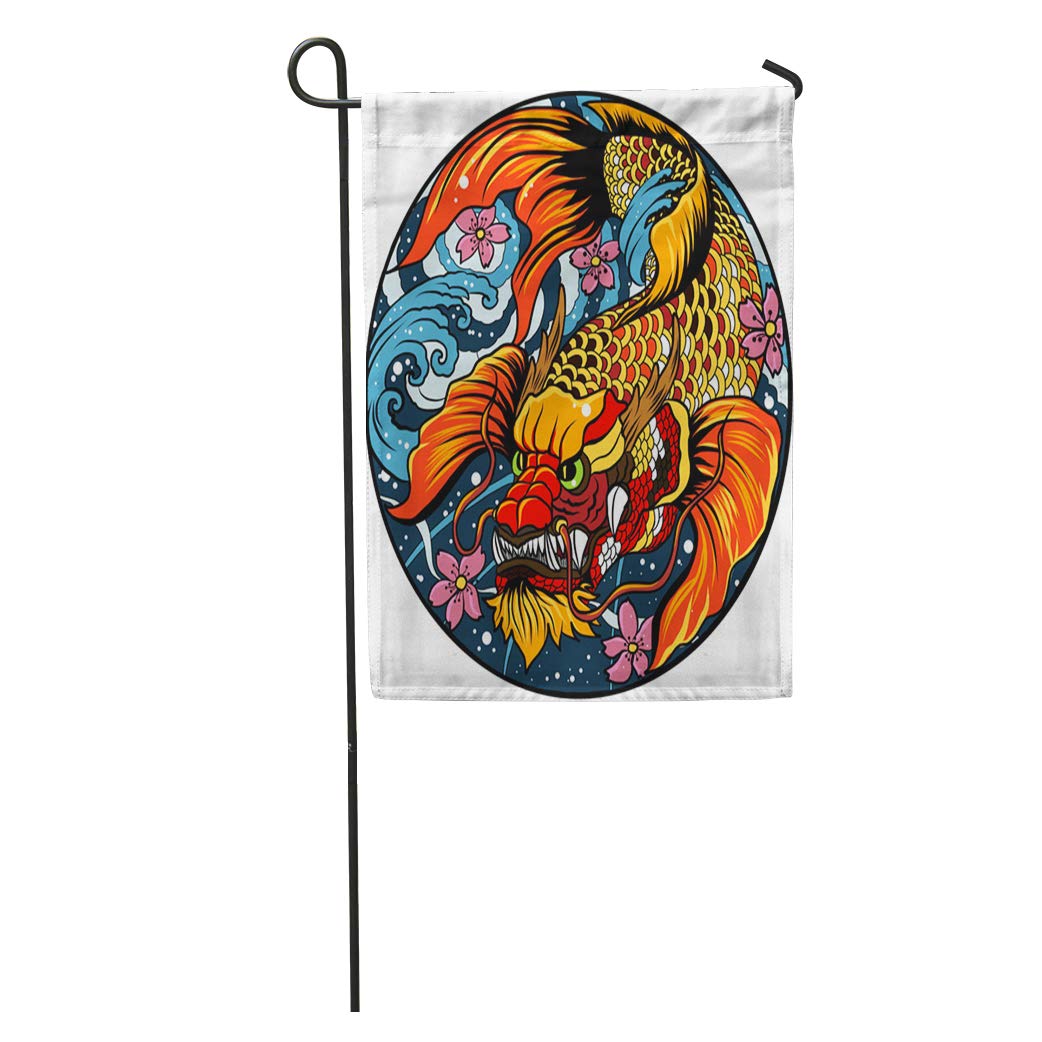 1042x1042 Semtomn Garden Flag Red Koi Fish In Circle Japanese