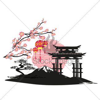 325x325 Asian Landscape Card Gl Stock Images
