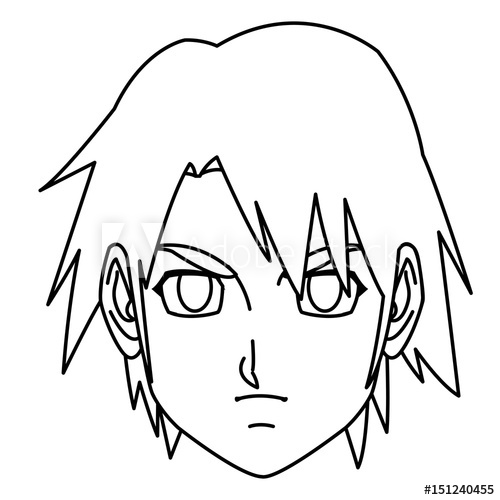 500x500 Young Guy Anime Boy Character Japanese Line Vector Illustration