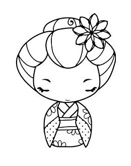 260x329 cute japanese girl in a kimono to print and color in kids