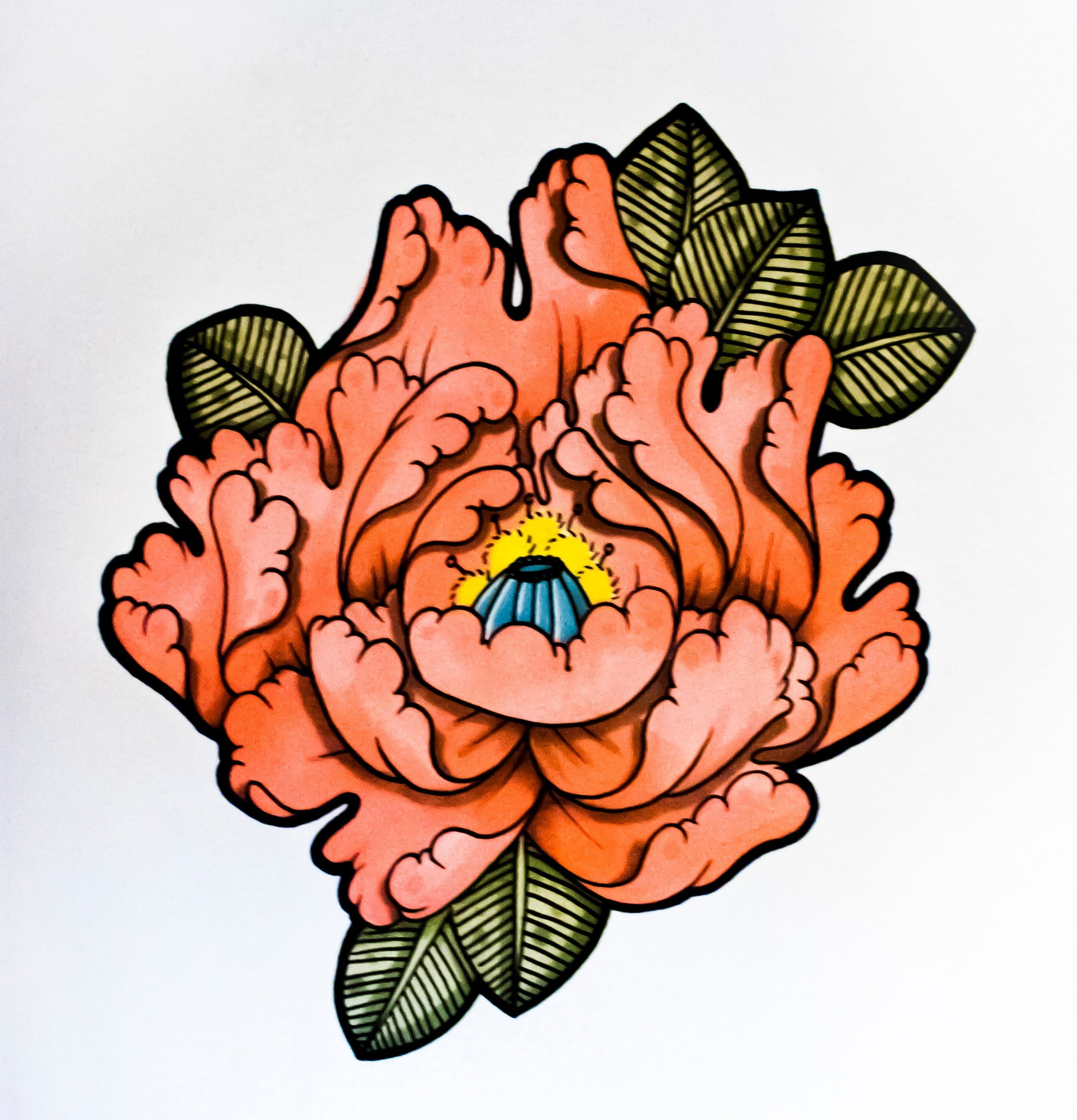 2314x2407 Japanese Flower Drawing