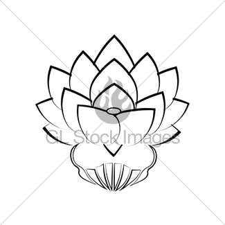 325x325 Abstract Image Of A Lotus Flower Black On White And Gold Gl
