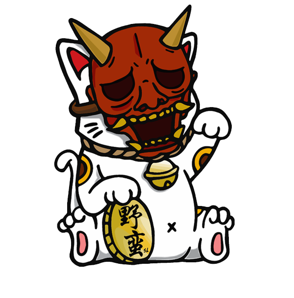 600x609 Gloss Vinyl Size X Drawn Original Maneki Neko