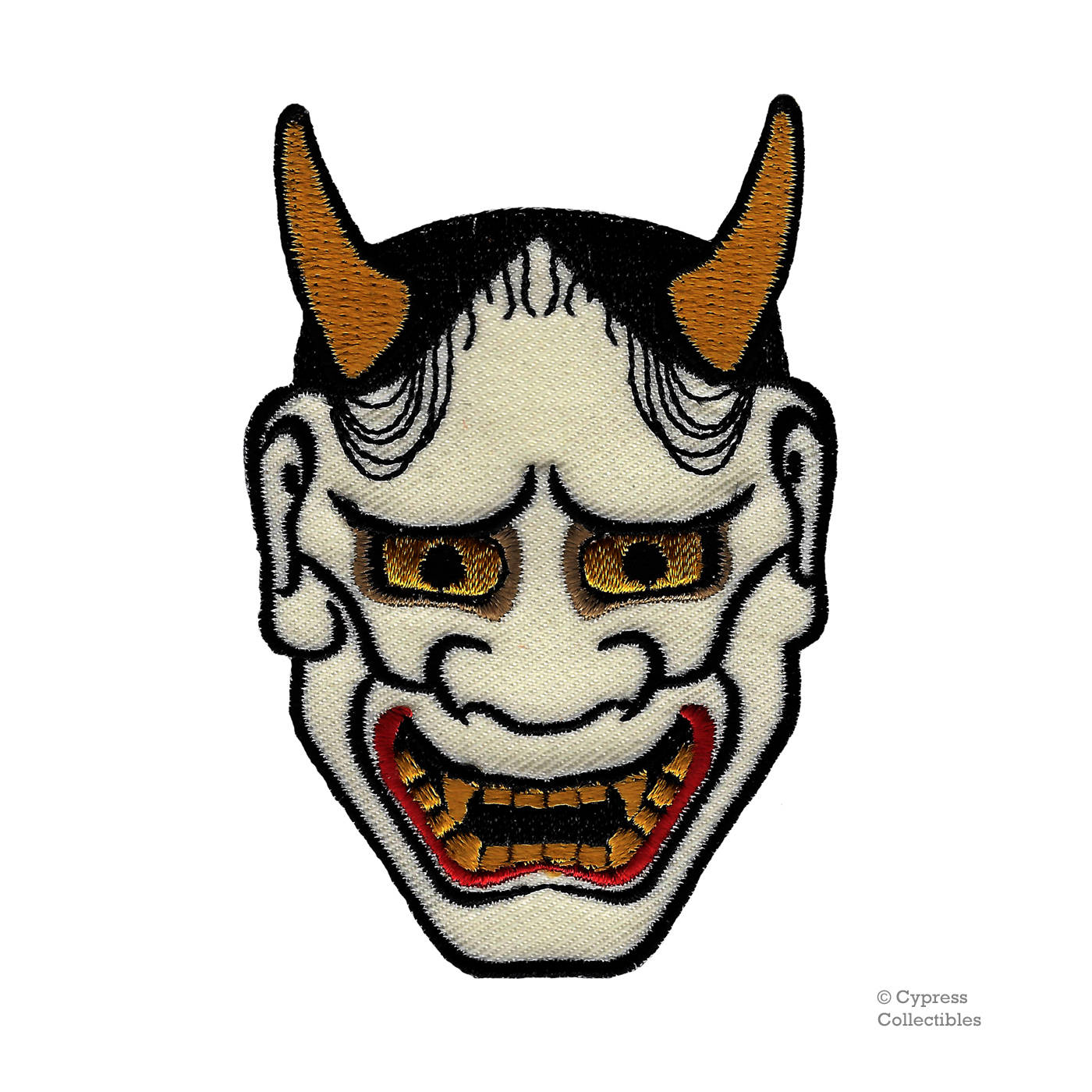 1400x1400 hannya mask patch embroidered iron on japanese kabuki noh etsy