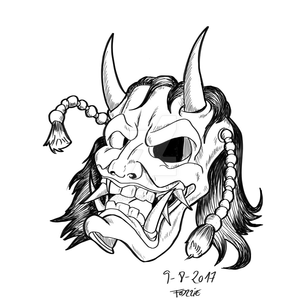 1024x1024 hannya mask daily sketch