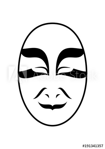 354x500 Kabuki Mask Drawing