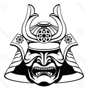 300x300 Photosamurai Mask Clip Art Black And White Version Isolated