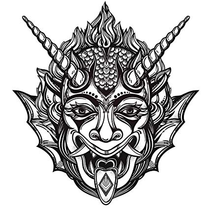 425x425 Scary Japanese Devil Ghost Mask Vinyl Decal Sticker