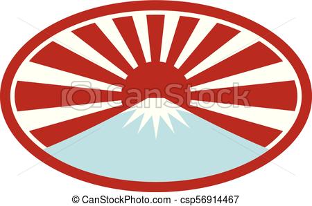450x298 rising sun japan mt fuji oval icon retro style illustration