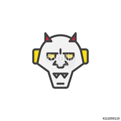 500x500 japanese hannya filled outline icon, line vector sign, linear