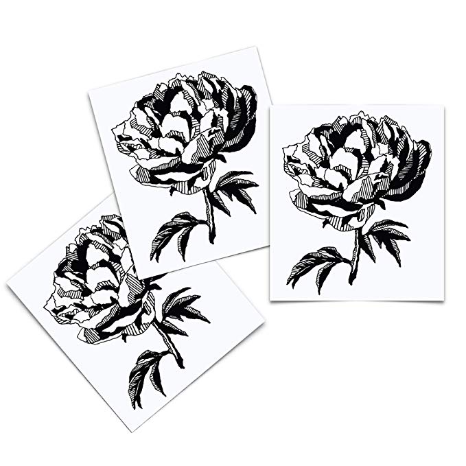 679x679 Etched Peony Flower Temporary Tattoo