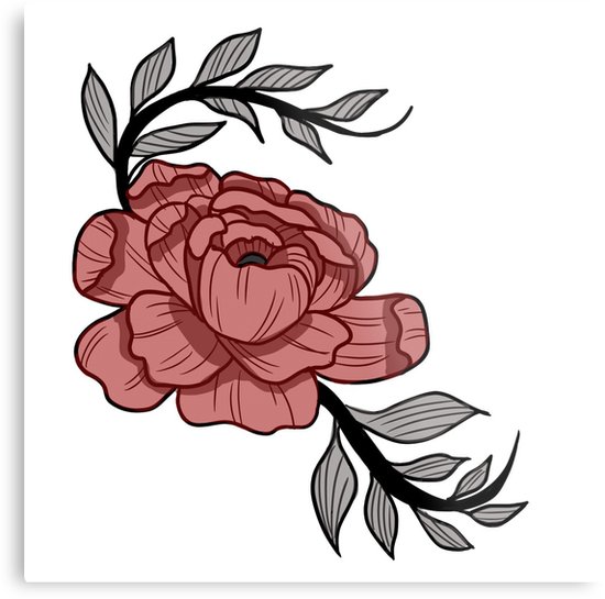 550x545 Traditional Peony Metal Prints