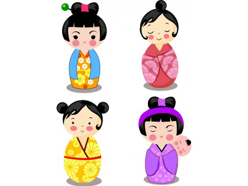 500x375 Japan Traditional Drawing White Cranes Umbrella Sun Icons Vector