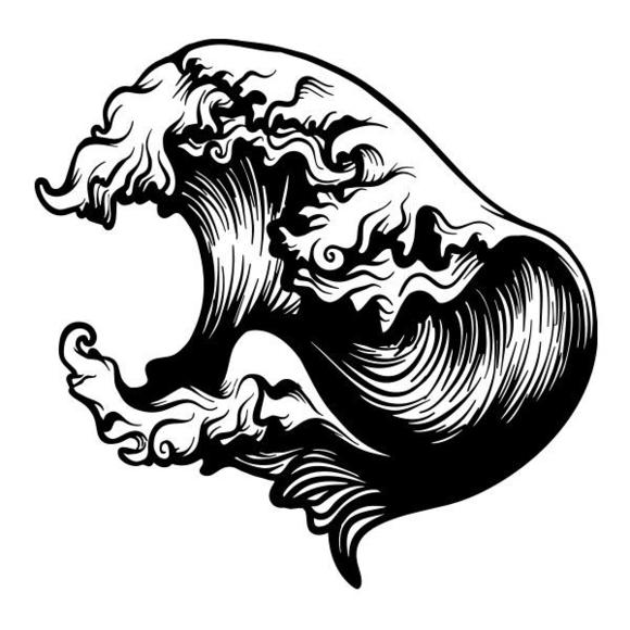 580x580 Wave Vinyl Decal Sticker For Cartruck Window Water Japanese