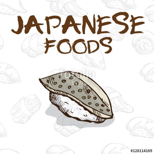 500x500 Japan Food Sushi Drawing Graphic Design Objects Stock Image