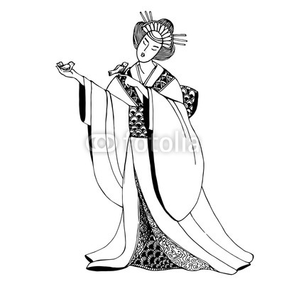 400x400 Geisha Woman Japanese Girls Illustration Hand Drawn Vector