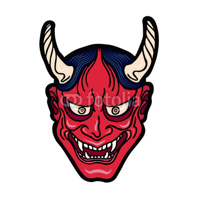 400x400 hand drawn japanese hannya demon red theatre betrayed woman mask