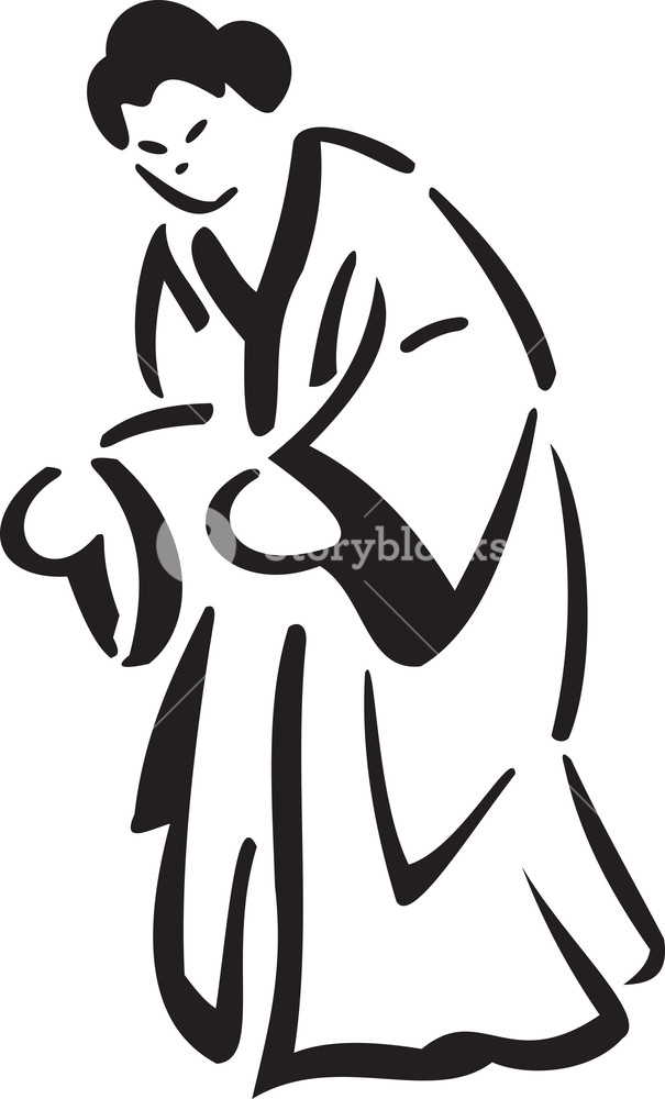 605x1000 Illustration Of A Japanese Woman Royalty Free Stock Image