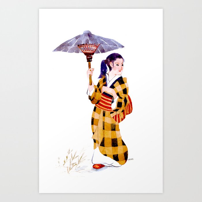 700x700 Japanese Woman With An Umbrella Art Print